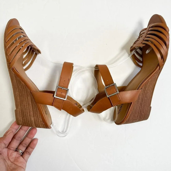 Susina Womens Sandals Wedge Heel Strappy Leather Ankle Strap Brown Size 9 - Picture 8 of 9